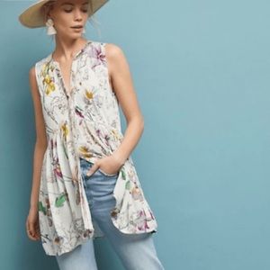 Anthropologie Nia Floral Tunic Top M GUC